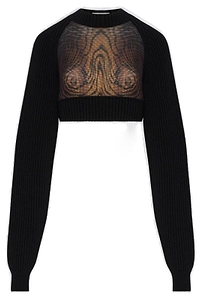 Jean Paul Gaultier Wood Printed Cropped Top