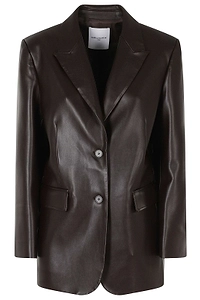 Isabelle Blanche Faux Leather Single-Breasted Blazer