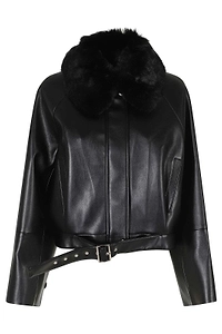 Isabelle Blanche Faux Fur Collar Belted Jacket