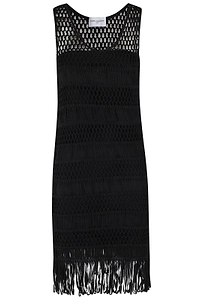 Isabelle Blanche Open-Knit Fringe Dress