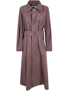 Issey Miyake Belted Waist Long Sleeved Coat