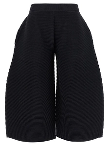Corrugated Cropped Knitted Trousers