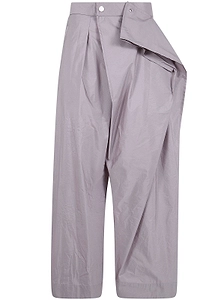 Folded-Detail Wide-Leg Trousers