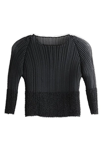 Sheer Fuzzy Pleated Top