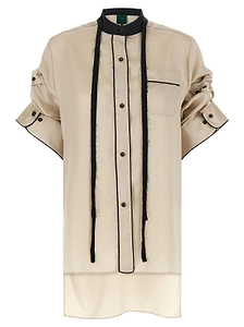 Berta Contrast-Trim Long Shirt