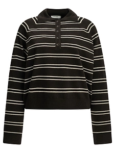 Striped Polo Knitted Top