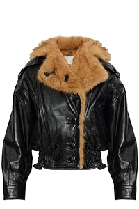 Valina Shearling-Trim Leather Jacket