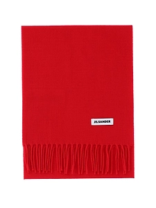 Jil Sander Fringed Logo Scarf