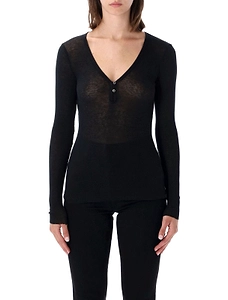 James Perse Fine Ribbed Henley Top