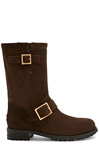 Buckled Mid-Calf Biker Boots