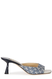 Jimmy Choo Zania Logo-Jacquard Denim Mules