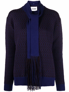 Jil Sander Scarf Embellished Knitted Jumper