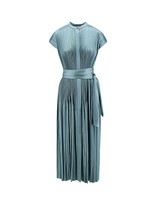 Joseph Pleated Belted Midi Dress