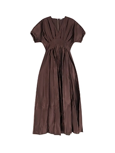 Joseph Pleated Puff-Sleeve Dress