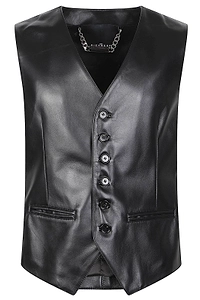 John Richmond Chain Detailed Leather Vest