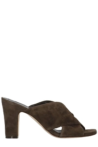 Julie Dee Cross-Strap Heeled Sandals