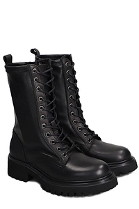 Julie Dee Round Toe Lace-Up Combat Boots
