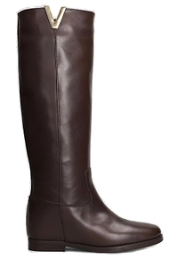 Julie Dee V-Logo Plaque Knee-High Boots