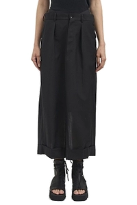 Junya Watanabe Double-Waistband Cuffed Hem Pleated Midi Skirt