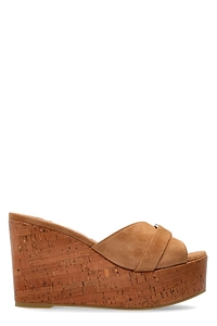 Jimmy Choo Leda Wedge 100 Logo Plaque Sandals