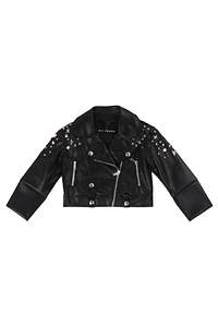 John Richmond Junior Star-Embellished Metallic Biker Jacket