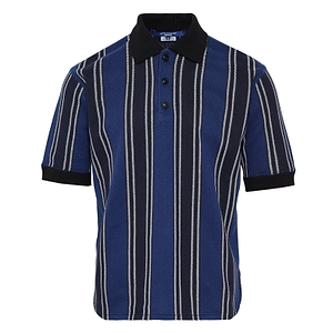 Man Striped Ribbed Polo Shirt