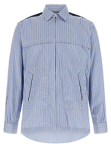 Junya Watanabe Man Zipped Denim-Panel Striped Shirt