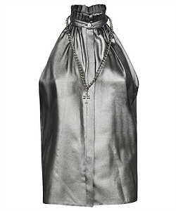 John Richmond Metallic Necklace Halter Top