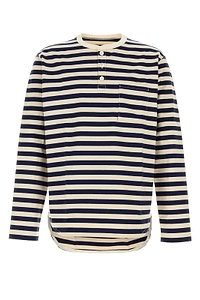 Junya Watanabe Man Striped Long-Sleeve Henley T-Shirt