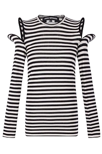 Junya Watanabe Striped Shoulder Slit Long Sleeve T-Shirt