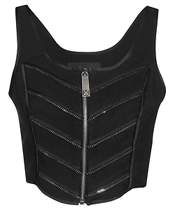 John Richmond Zip-Front Embellished Crop Top