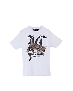Just Cavalli Gothic Logo Leopard T-Shirt