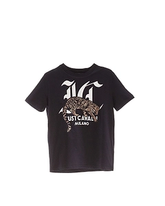 Just Cavalli Leopard Logo Print T-Shirt