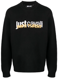 Just Cavalli Logo Intarsia Crewneck Sweatshirt