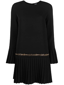 Just Cavalli Logo-Trim Pleated Mini Dress