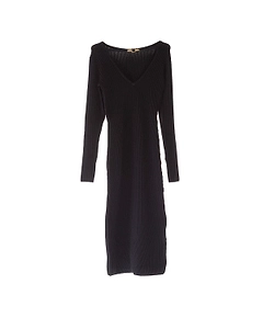 Just Cavalli Long-Sleeved V-Neck Midi Dress
