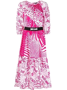 Just Cavalli Logo Waistband Midi Dress