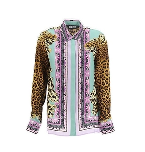 Just Cavalli Mixed-Printed Long-Sleeved Shirt