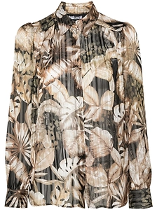 Just Cavalli Pleated Botanical Print Shirt