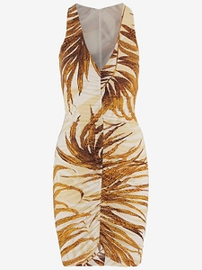 Just Cavalli Ruched Printed Dress