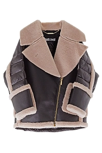 Just Cavalli Shearling Trim Puffer Jacket