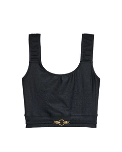 Just Cavalli Serpenti Logo-Buckle Crop Top