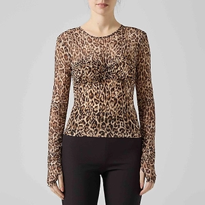 Just Cavalli Sheer Printed Bustier Knitted Top