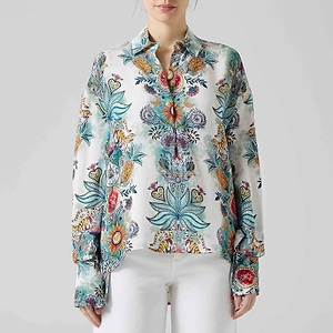 Just Cavalli Tropical Print Long-Sleeve Top