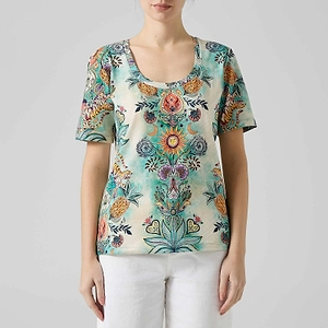 Just Cavalli Tropical Print Scoop-Neck T-Shirt