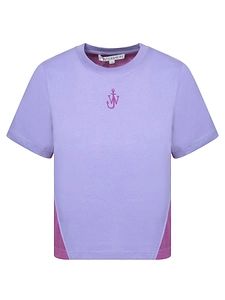 Jw Anderson Anchor Embroidery Panelled Cropped T-Shirt