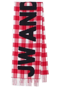 Jw Anderson Logo Detailed Checkered Scarf