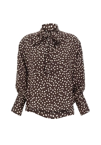 Kaos Polka Dot Tie-Neck Blouse