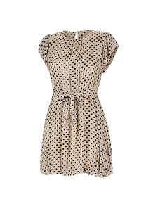 Kaos Polka Dot Belted Short Dress
