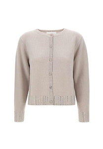 Kaos Rhinestone Trim Button Cardigan